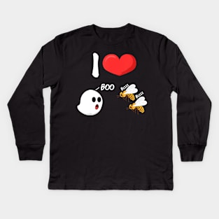 I Love Boo Bees Funny Adult Humor Kids Long Sleeve T-Shirt